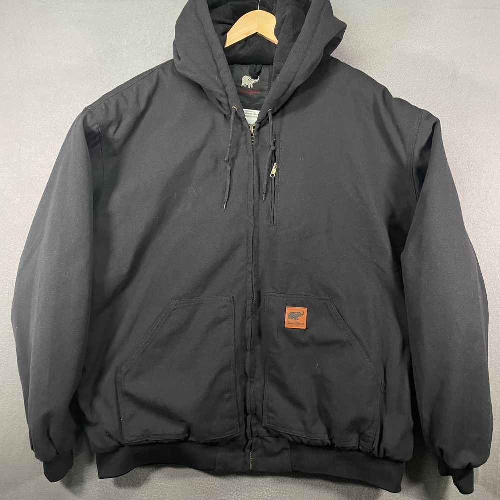 Golden Elephant 3XL Black Hooded Work Jacket Insulated Full Zip Mens‎